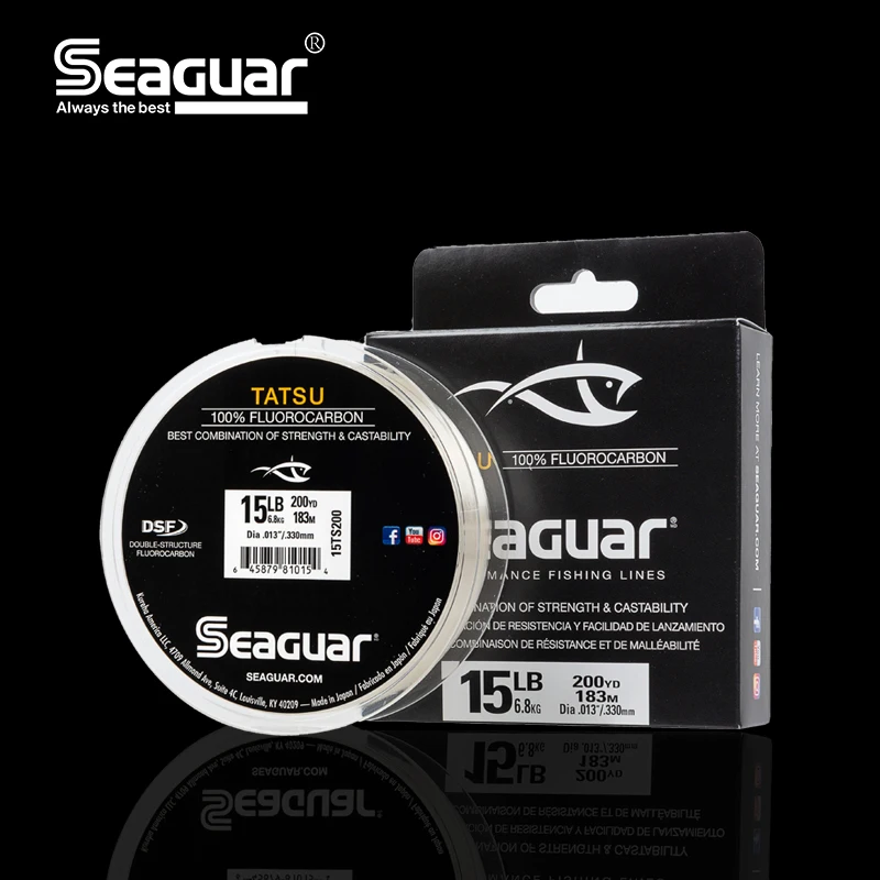 SEAGUAR-Hilo de pescar TATSU Original, líneas de pesca de nivel competitivo, 4LB-25LB, 100% fluorocarbono DSF, 200Y/183M - imagen 3
