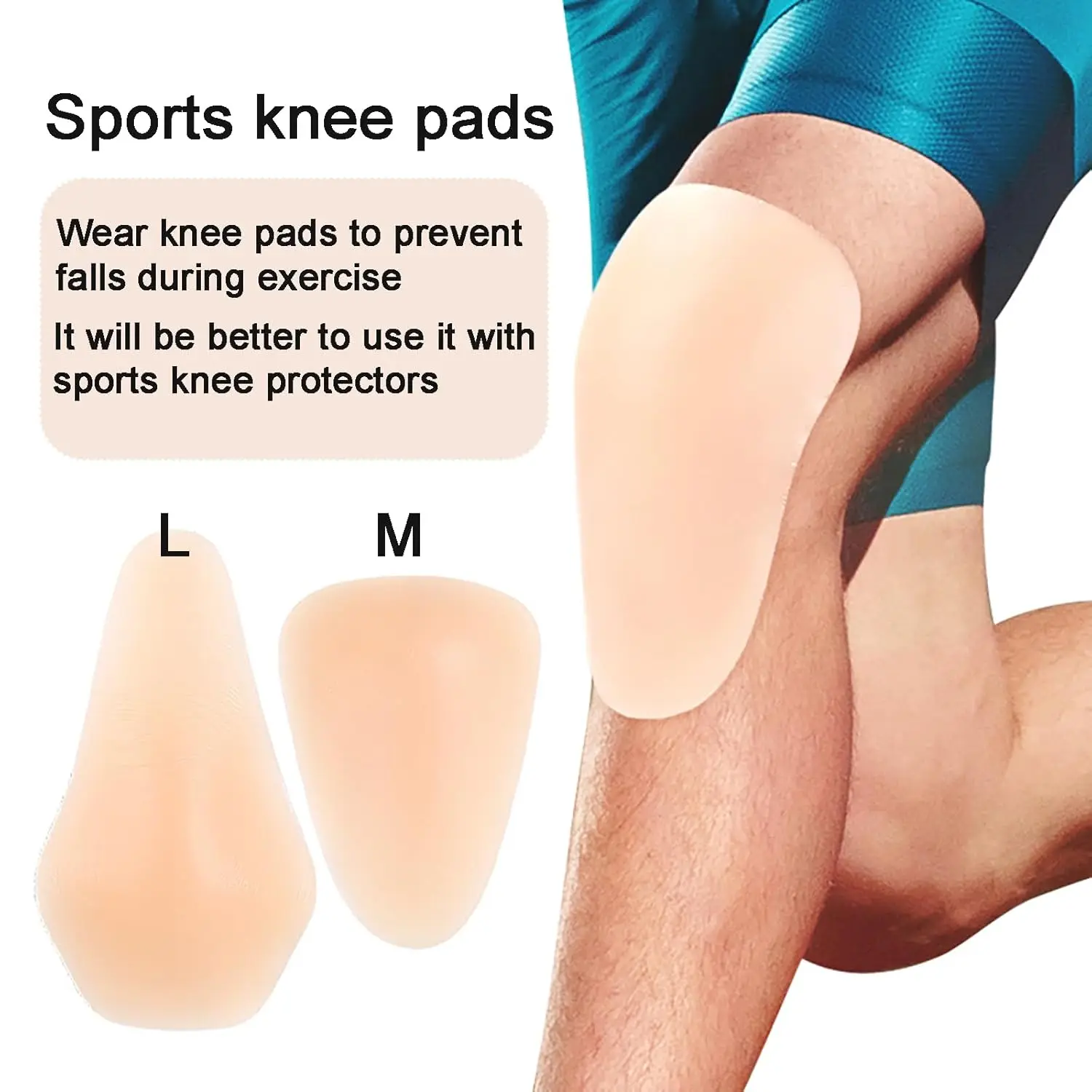 Rodillera autoadhesiva, Protector de rodilla de silicona suave y cómodo para correr, esquiar, patinaje, juegos de pelota, ropa protectora deportiva, 2 uds. - imagen 2