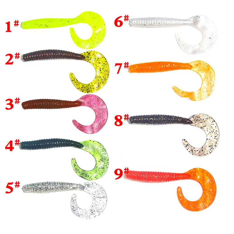 5/10 Uds nueva cebo de cola rizada para peces 4,2g 8cm señuelo de pesca suave Wobblers cebo Artificial de silicona larva señuelos de gusanos cebo de simulación - imagen 2