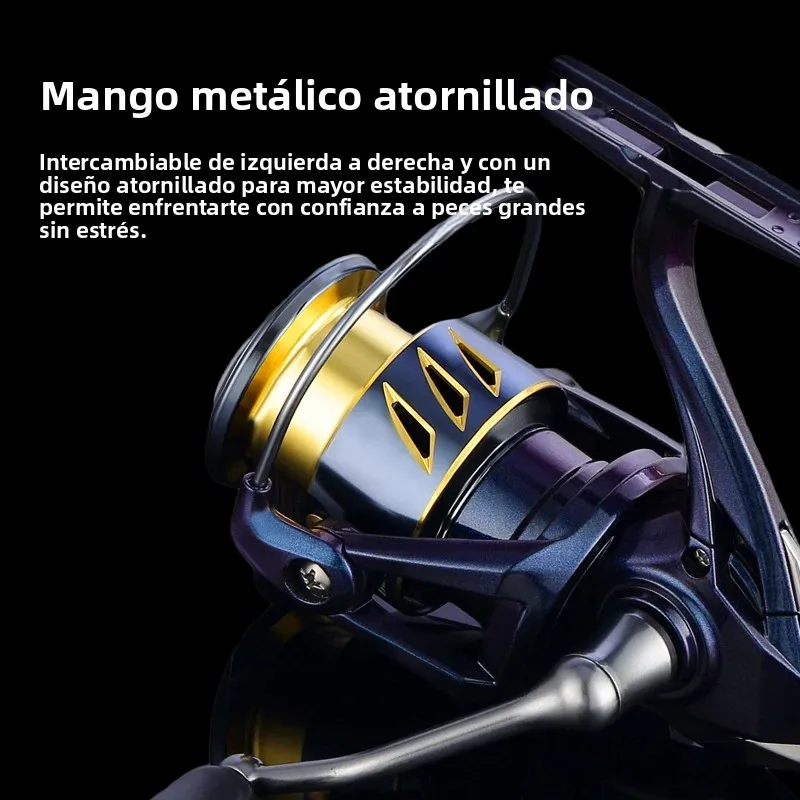 Carrete giratorio Huidiao tipo camaleón, carrete de pesca potente ultrasuave 5 + 1BB con respaldo cero, arrastre máximo de 8KG para pesca con señuelo - imagen 4