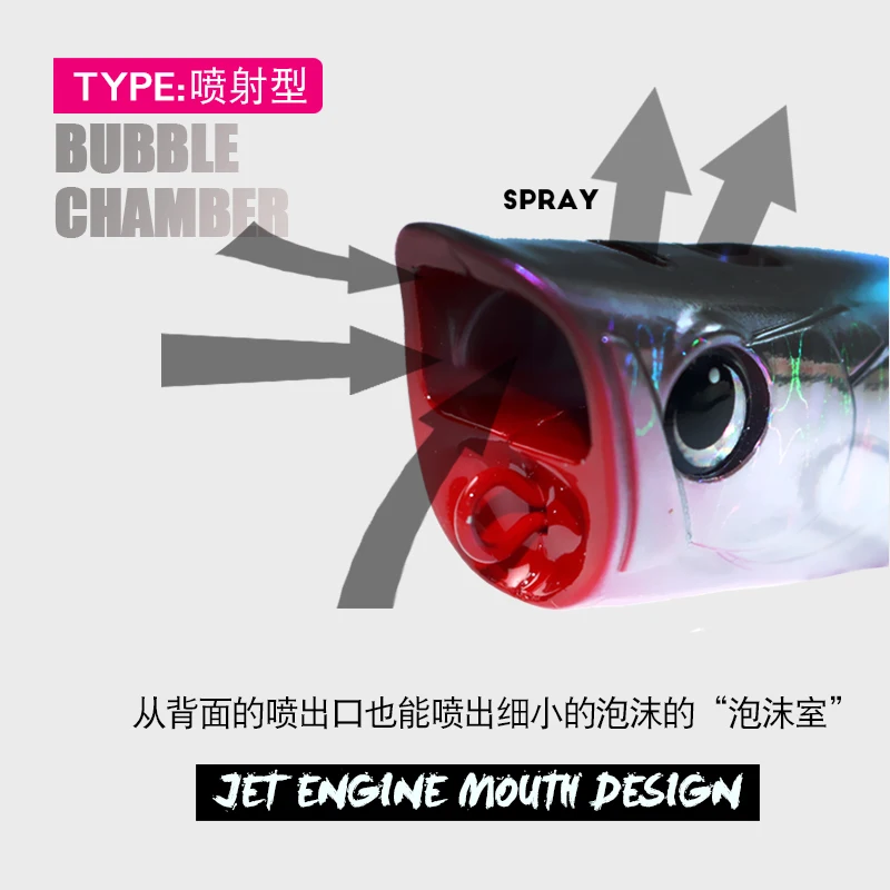 Señuelo de pesca grande Popper, cebo duro Artificial de burbujas, aparejos de pesca altos, 22g/100mm, 30g/110mm - imagen 5