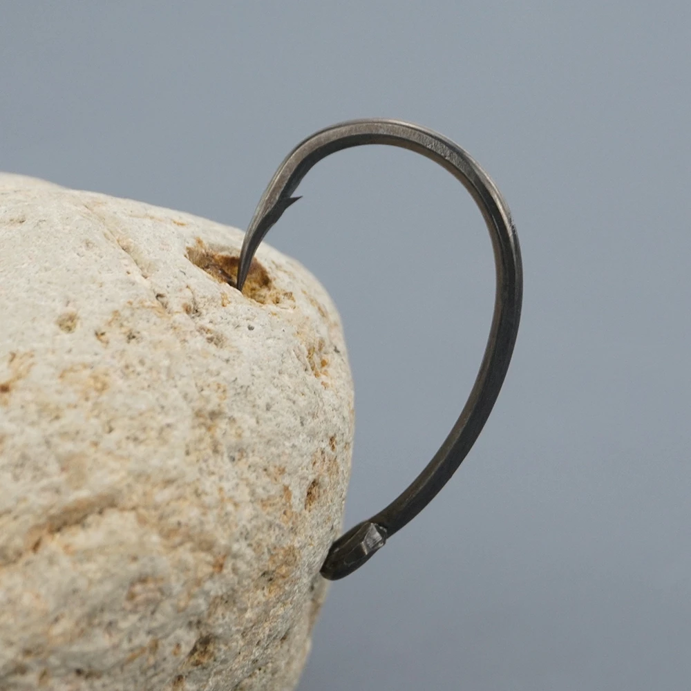 Hirisi-anzuelo con púas de acero inoxidable, 50 piezas, recubierto de PTFE, alto carbono, accesorios de pesca con ojo, 8031 - imagen 2