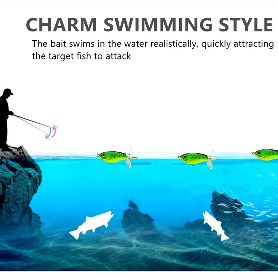 Whopper-señuelo de pesca Popper para carpa, cebo duro flotante de doble hélice, cola giratoria suave, 90mm, 16g - imagen 5