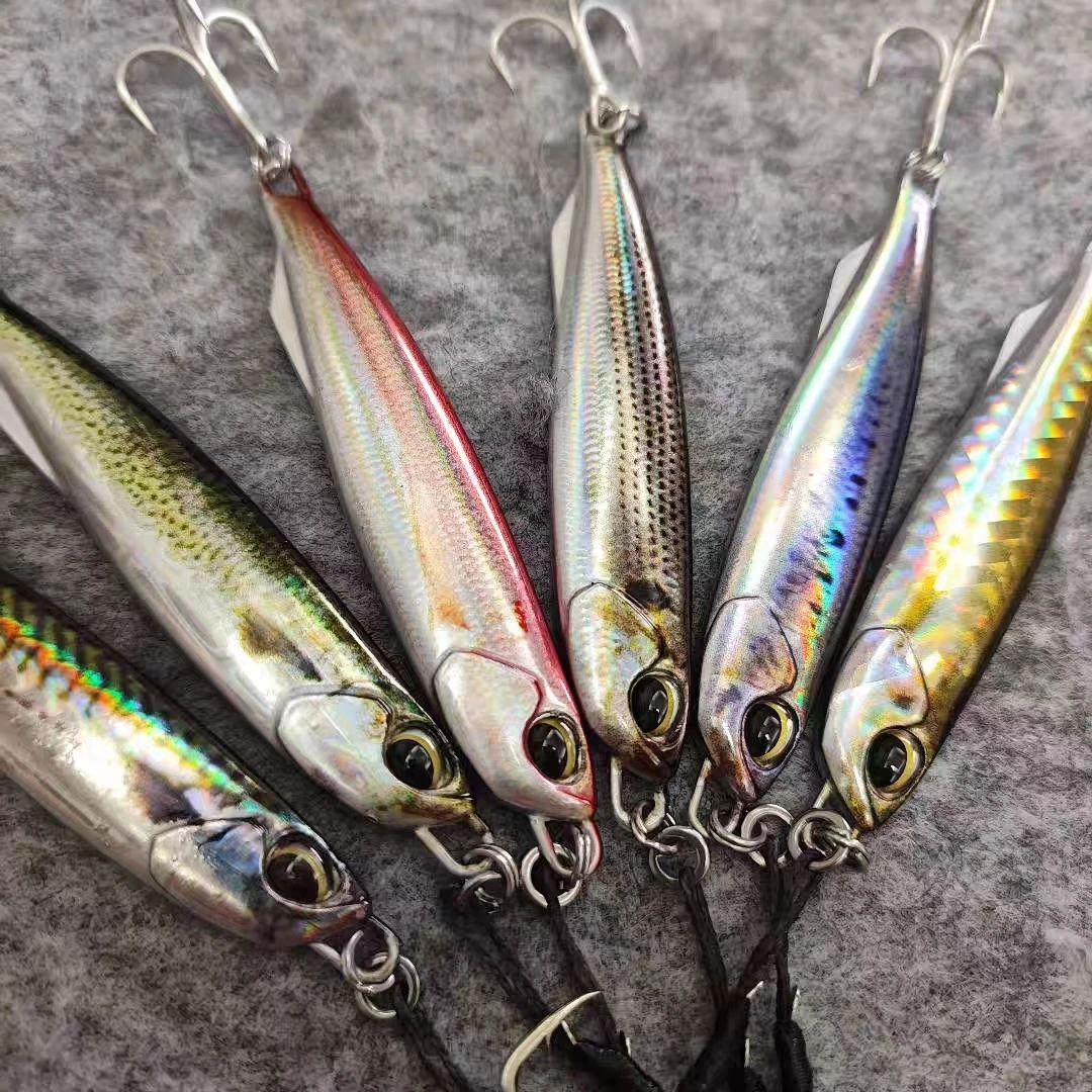 Cuchara de plantilla de Metal 20G30G40G60G80G Shore Jigging Metal Drag Cast Slim Jigs pesca en agua salada Mahi atún Wahoo señuelo cebo Artificial - imagen 3