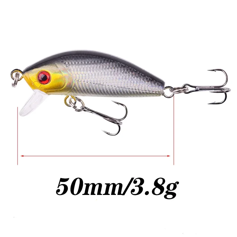 Señuelo de pesca flotante, Wobblers de pececillo, 5cm, 3,8g, Swimbait Topwater, cebos duros artificiales para lubina, Lucio, carpa, aparejos de Crankbait, 1 ud. - imagen 2