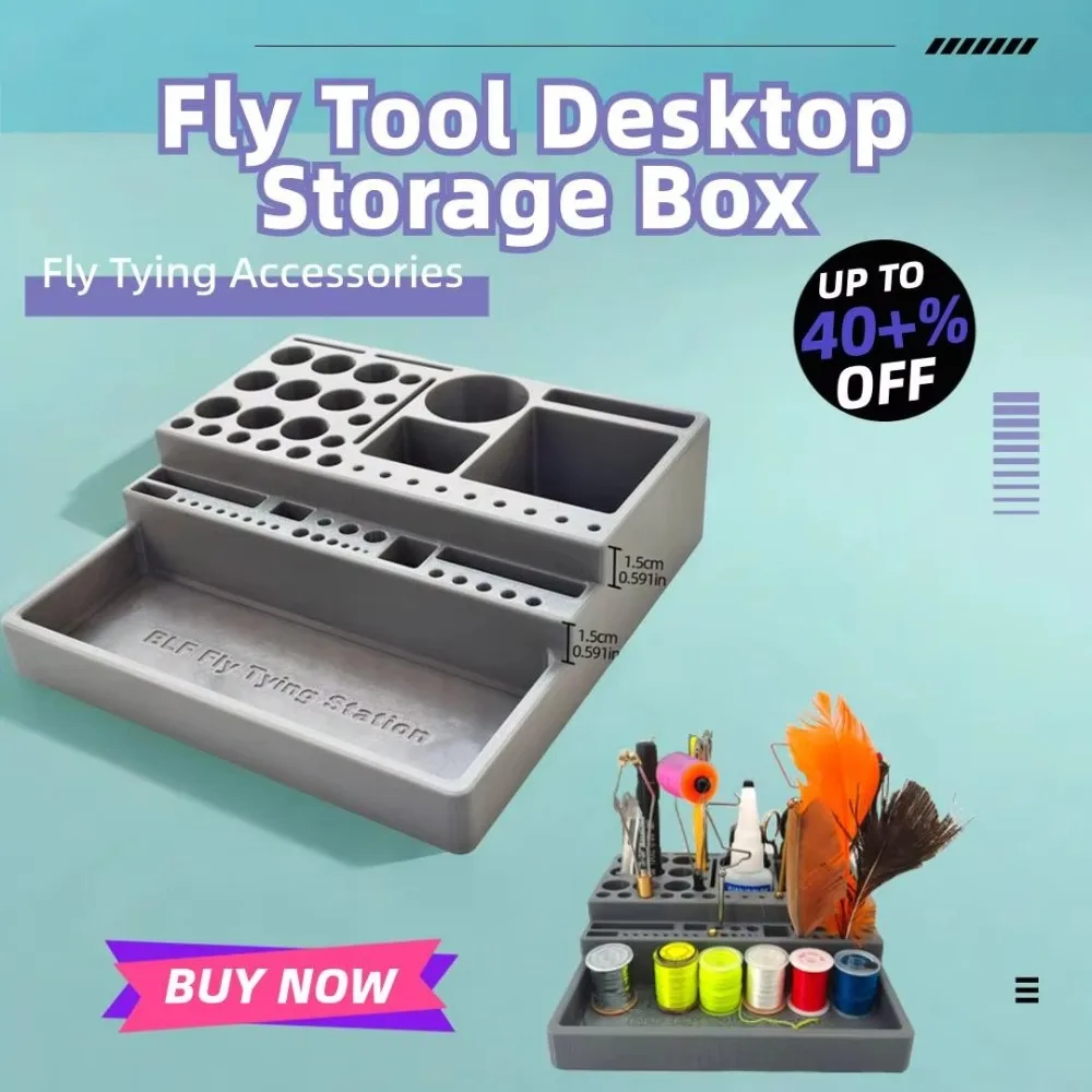 Equipo de pesca, organizador de escritorio, Kit de herramientas para atar moscas, estante de almacenamiento de señuelos, estación de atado de moscas redonda giratoria, pescadores principiantes - imagen 2