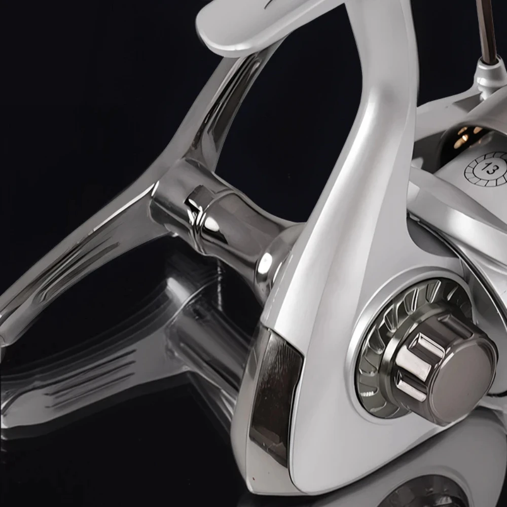 Carrete de pesca giratorio 5,2: 1 relación de engranaje 14LB arrastre máximo copa de alambre de Metal plegable CNC doble brazo para carrete de mosca de agua dulce y salada - imagen 4