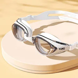 Gafas de natación impermeables, nosepiece desmontable de TPU, marco grande, gafas de natación de Color contrastante, lentes HD de PC, gafas de natación antiniebla