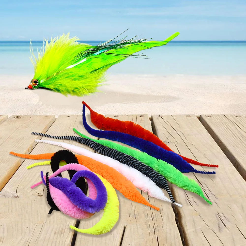 MNFT 10 Uds 9 "multicolor atado de moscas Magnum cola de dragón pesca con mosca de agua salada serpentinas de peces cebo Material de atado para Lucio Muskie - imagen 4