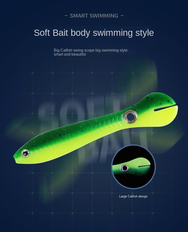 Experimente la emoción de la natación inteligente con nuestro innovador diseño de cebo suave para bagre grande