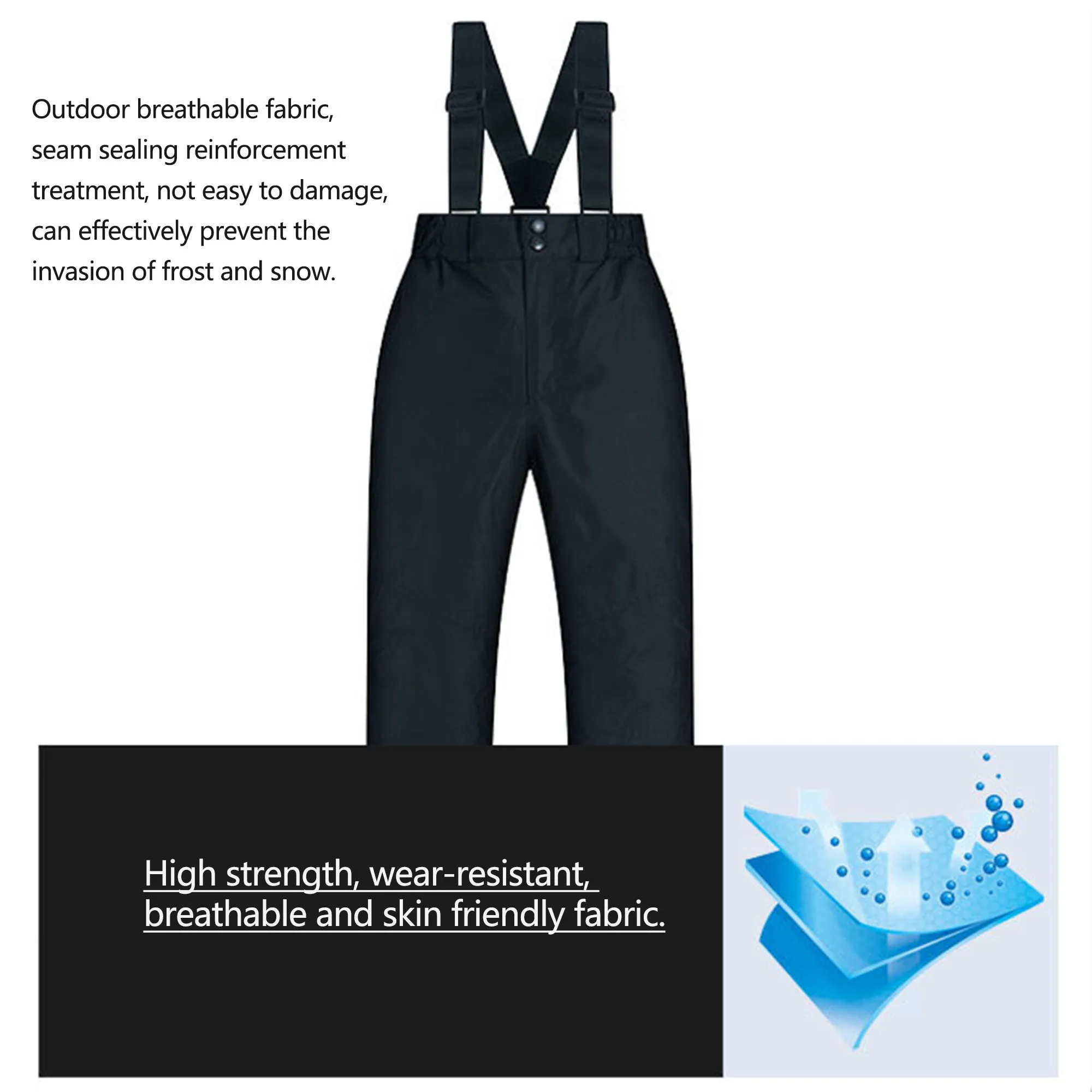 Pantalones de nieve impermeables con pechera para esquiar cálidos - imagen 3