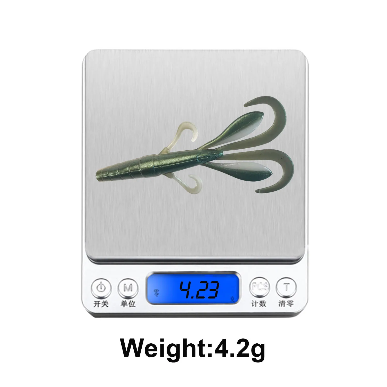 Una escala de plata con un señuelo de pesca