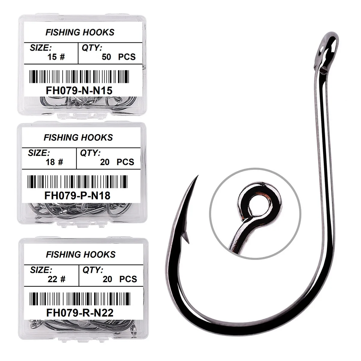 20-50 piezas/caja 2 # -22 #   Anzuelos de pesca afilados con púas de acero rico en carbono, juego de anzuelos de agua dulce y salada, accesorios para cajas de aparejos de pesca - imagen 2