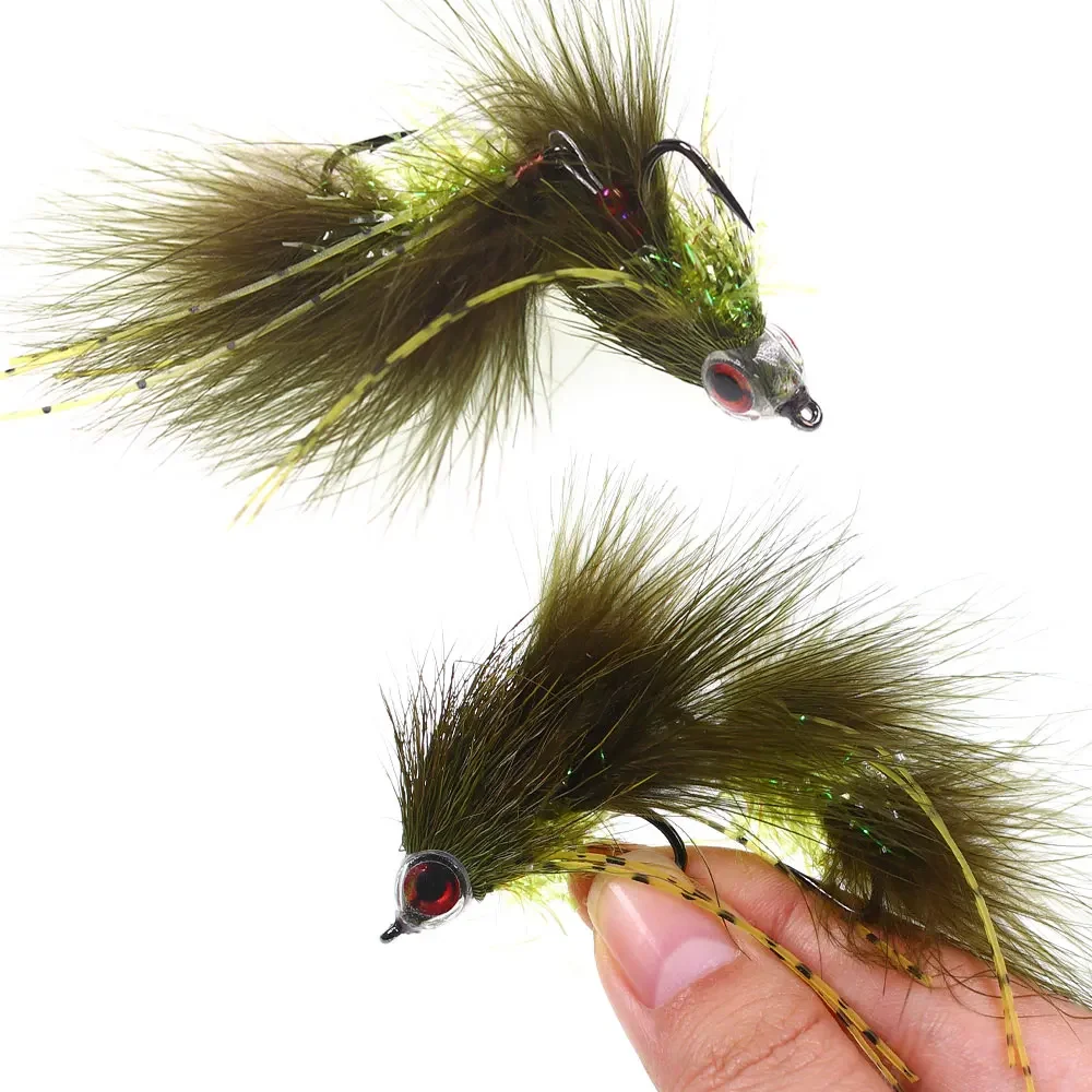 Bimoo, 2/4 Uds., serpentinas de peces articuladas, mosca, pelo de ciervo, pluma de marabú, cebo Artificial, Lucio, Muskie, lubina, trucha, Señuelos de Pesca - imagen 5