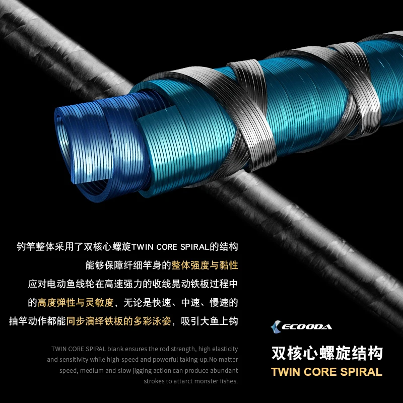 ECOODA EEJDM-varilla de Jigging de velocidad eléctrica/lenta, piezas Fuji completas, anillo de guía en espiral, varilla de mar profunda, 1,75/1,8/1,9 M, 16-20KG, 1 segundo, PE1.5-10 # - imagen 3