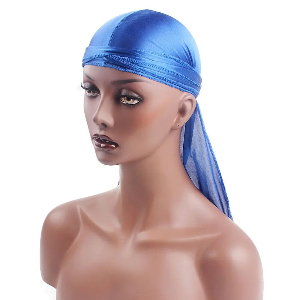 Moda hombres mujeres Bandana elástica ajustable preatada diadema seda Durag sombrero de pirata turbante Hijab quimio gorra cáncer pañuelo para la cabeza - imagen 3