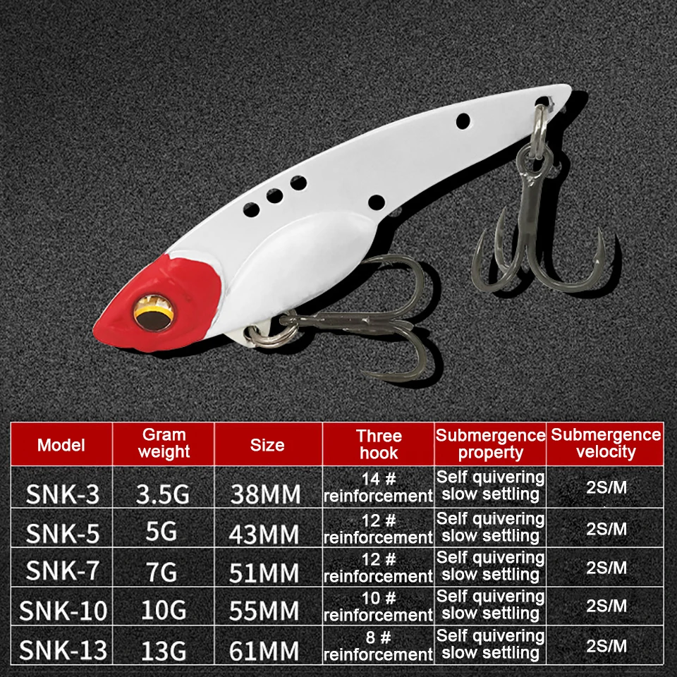 WALK FISH-señuelo de pesca de Metal VIB, 3,5g, 5g, 7g, 10g, 13g, cuchara de vibración, cebos duros Crankbait Wobbler Swimbait Cicada VIB - imagen 5