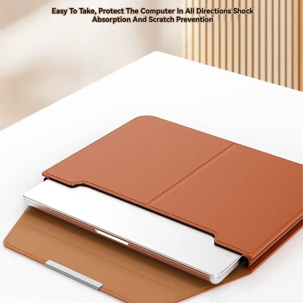 Funda para portátil de 13-14/15-16 pulgadas, bolsa de transporte multifunción con cierre automático y soporte de cuero para Macbook Air - imagen 3