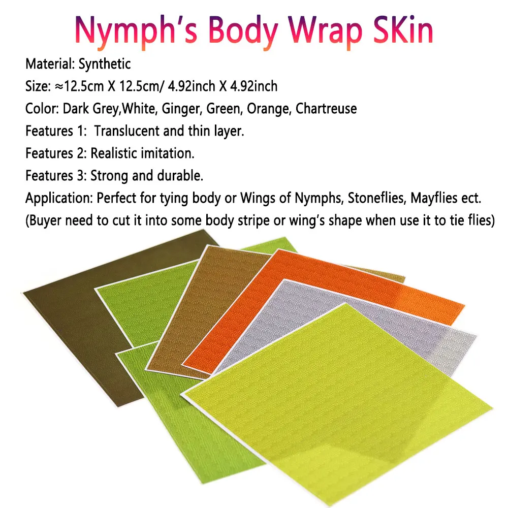 Bimoo-envoltura corporal para ninfa, Material para atar moscas, para atar el cuerpo y las alas de los ninfas, Stoneflies, Mayflies, señuelos de pesca de trucha - imagen 3