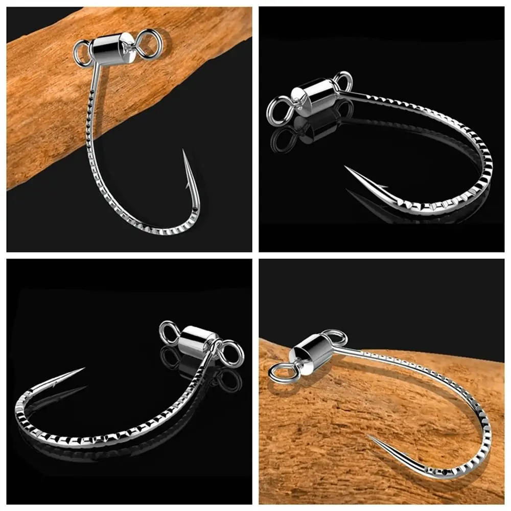 Gancho de tiro de caña larga, 8 piezas, gancho de tiro de gota, gancho de gusano de gran espacio, gancho de pesca giratorio para señuelo suave, pesca de lubina - imagen 5