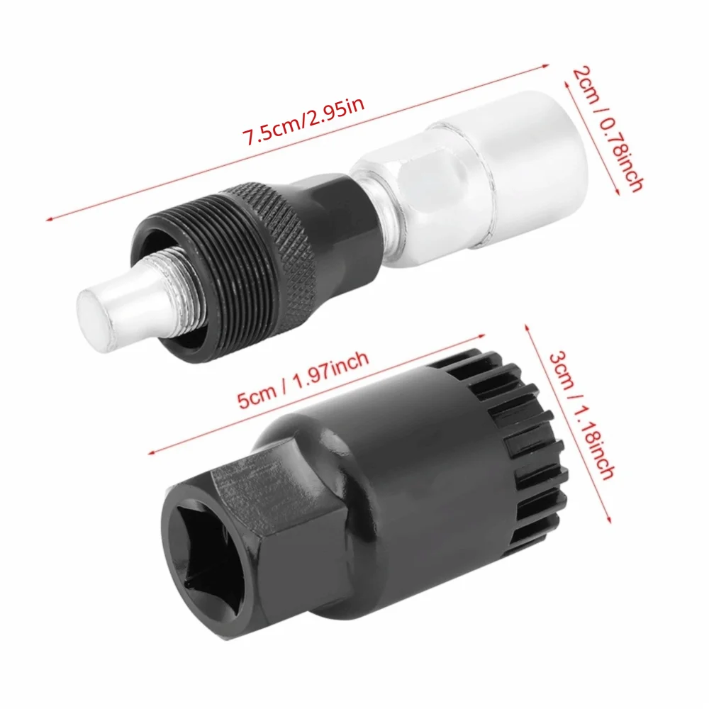1 Juego de Extractor de manivela de bicicleta de acero al carbono, herramienta de reparación de bicicletas de alta resistencia plateada + negra, removedor de soporte inferior, mantenimiento de bicicletas - imagen 3