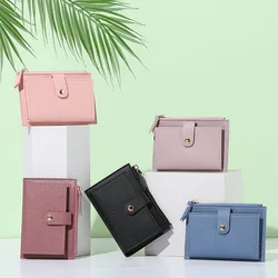 Cartera con Clip para dinero para mujer, monedero de cuero Pu con bolsillo con cremallera, tarjetero para mujer, billeteras cortas para tarjetas de crédito pequeñas