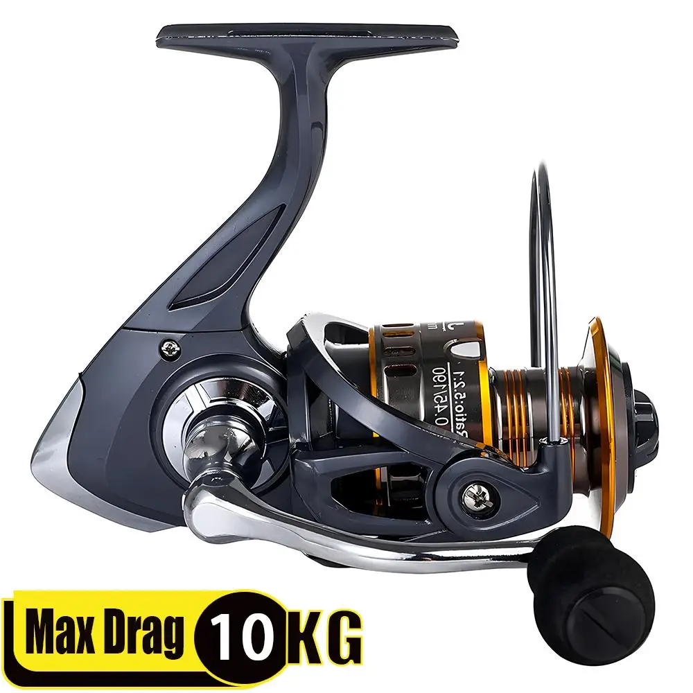 Carrete de pesca giratorio ultraligero profesional serie 300-6000, relación de engranaje 5,2: 1, carrete de Metal CNC, arrastre máximo de 10KG para todas las aguas