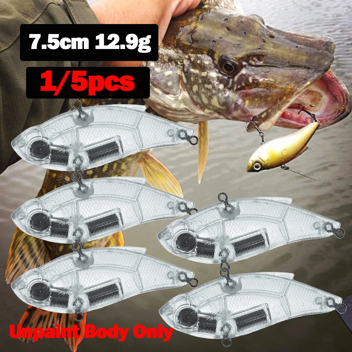 7,5 cm 12,9g señuelo sin pintar Wobblers Crankbaits señuelo duro Lucio cebo Artificial aparejos de pesca lubina trucha señuelo de pesca