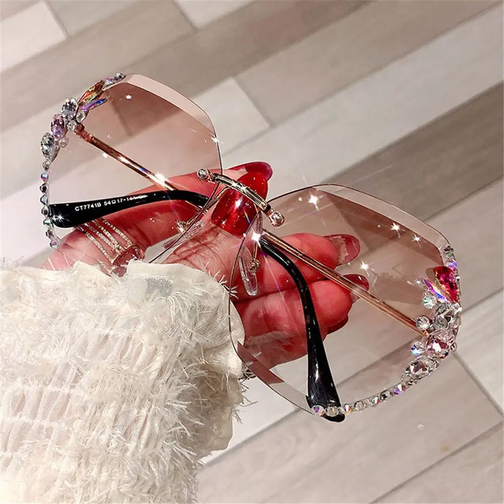Gafas de sol degradadas sin montura con lentes corte diamante - imagen 3