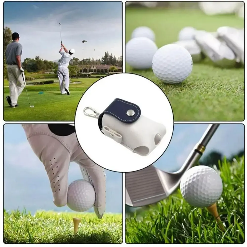Mini bolso de cintura para pelota de Golf, bolsa impermeable de cuero PU para cinturón de Golf, estuche de almacenamiento, hebilla de Metal, contenedor de pelota de Golf, campo de Golf - imagen 3