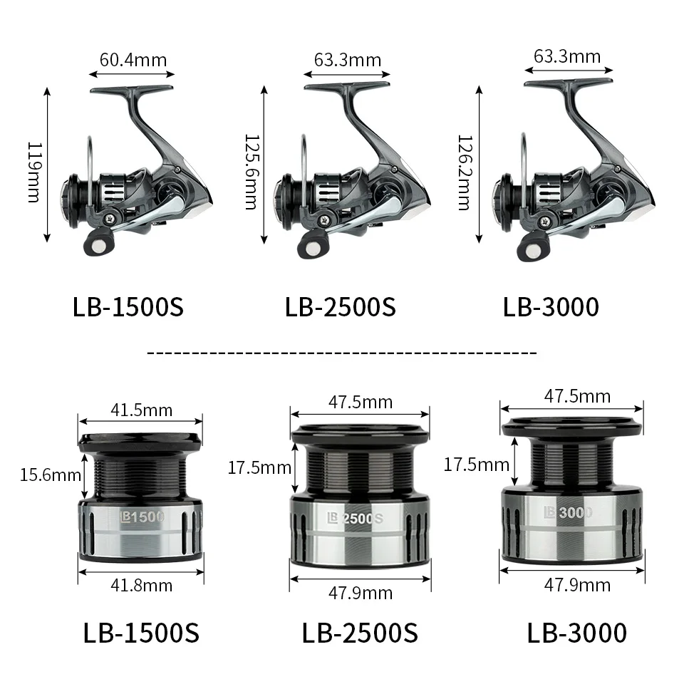 LINNHUE-carrete de pesca giratorio LB1500 2500 3000, accesorio de Metal para señuelo de carpa, agarre único/doble, profundo y poco profundo - imagen 5