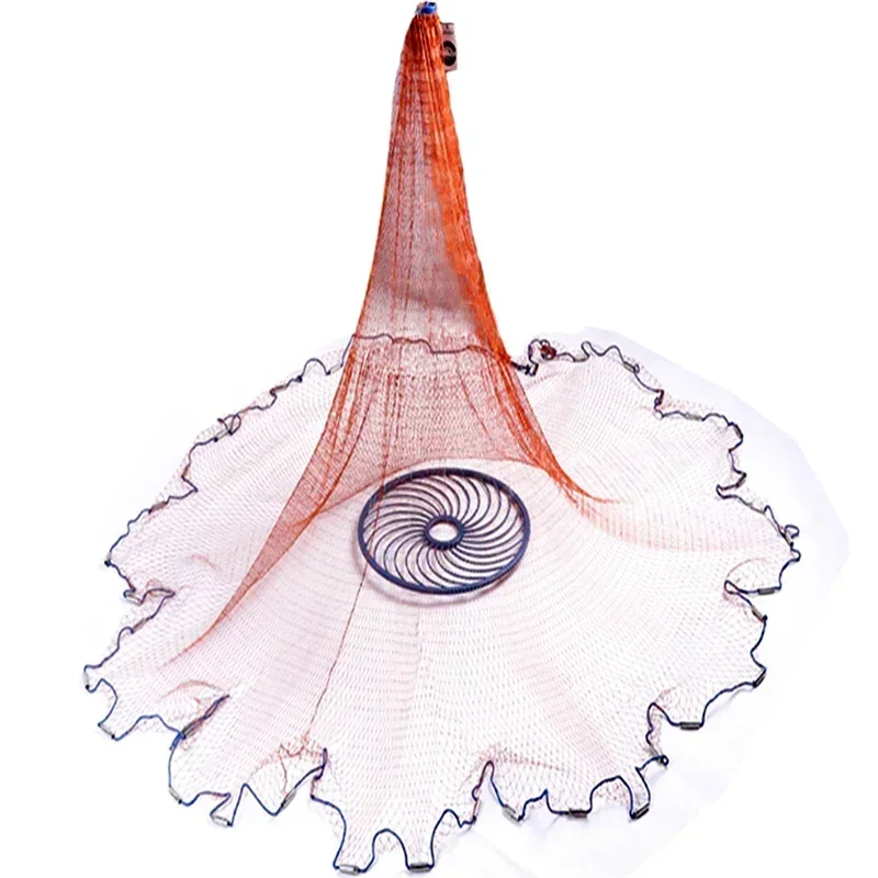 Lawaia-red de pesca de malla con anillo azul, jaula de pesca, alambre trenzado naranja, equipo de pesca, aparejos, colgantes de Metal - imagen 2