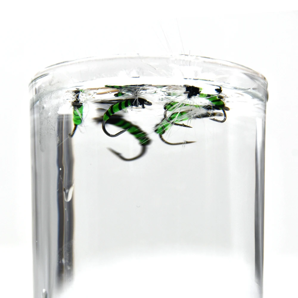 Anzuelo de mosca simple MNFT #11 para trucha – Verde/blanco - imagen 3