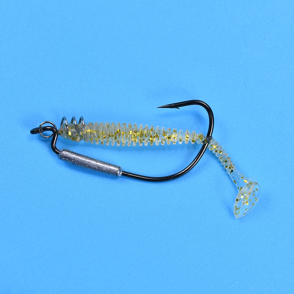 8 Uds ganchos + 10 Uds Pin de bloqueo Jig manivela cabeza ganchos de púas con señuelo suave gusano Offset anzuelo Pin de bloqueo de resorte 1,8g 2g 3g 6g - imagen 5