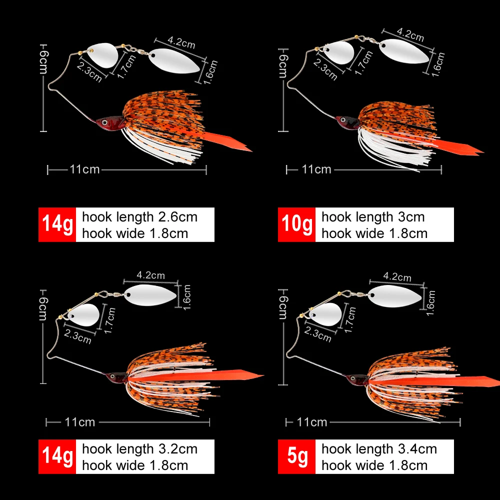Señuelo de pesca 1 Uds 5g-14g Wobblers señuelo Spinners cuchara cebo para Lucio Peche aparejos cebos de alambre Artificial lentejuelas de Metal Spinnerbait - imagen 3