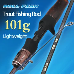 Caña de Pescar para Trucha ROLLFISH Ultraligera de Fibra de Carbono, Alta Sensibilidad, Punta Sólida, Potencia UL, Acción Rápida, Alta Calidad y Durabilidad