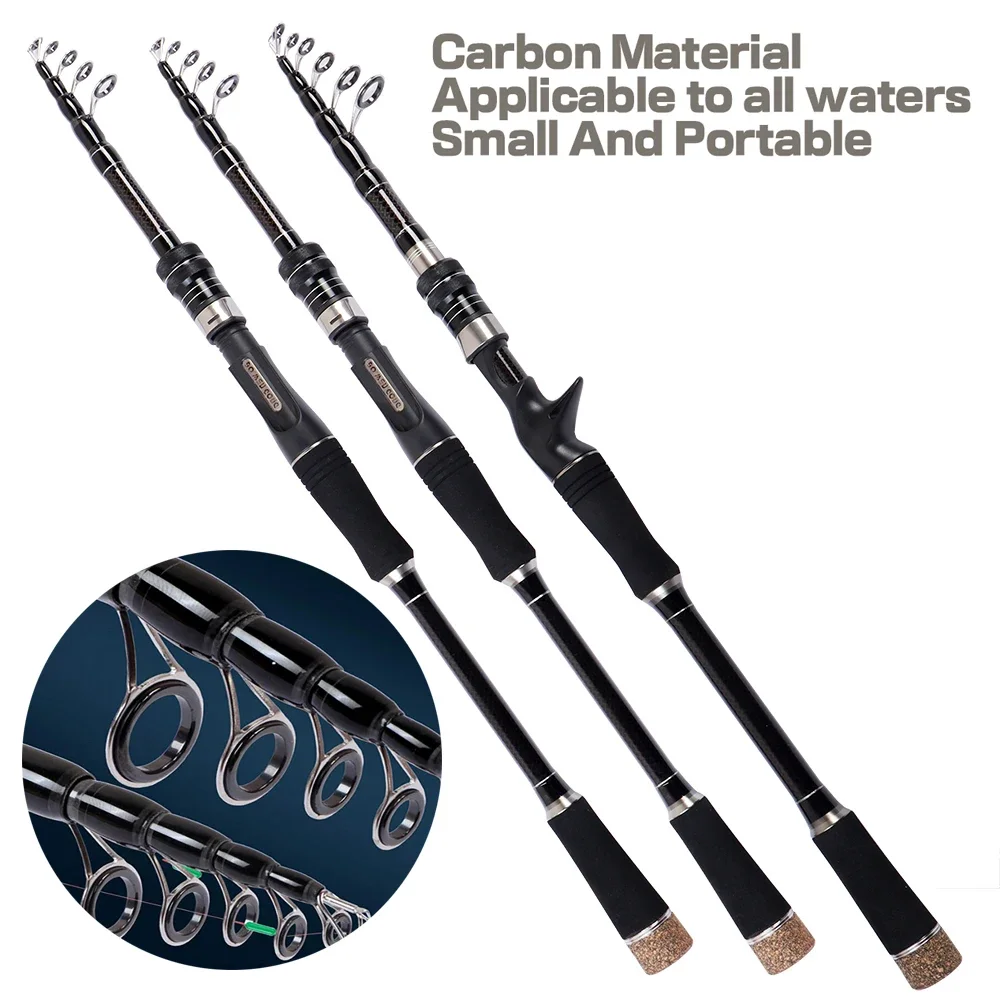 Caña de pescar telescópica ultraligera, peso de 1,8 M, 2,1 M, 2,4 M, 2,7 M, 3M, caña de pescar giratoria de acción rápida, peso del señuelo 10-20g - imagen 3