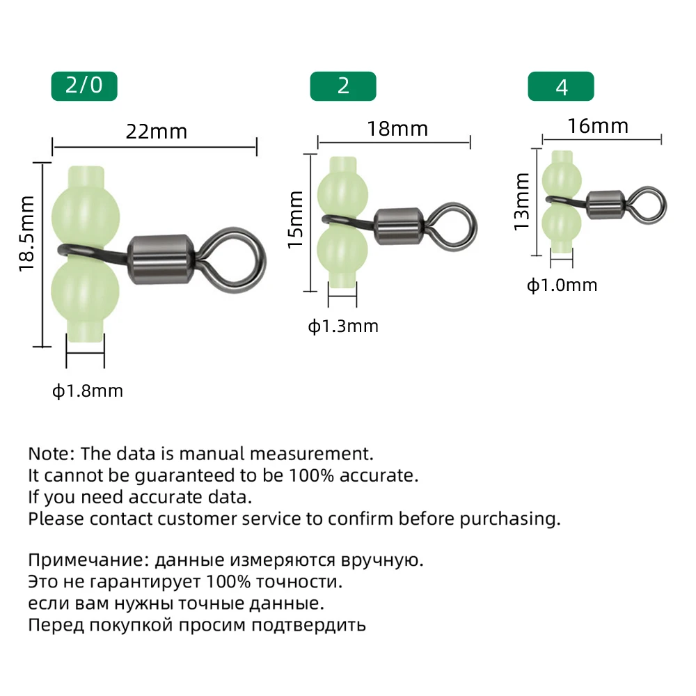 100 Uds. Giratorios de pesca duraderos luminosos de 3 vías accesorios de pesca en el mar conector giratorio anzuelo de pesca en el mar tamaño L M S - imagen 2