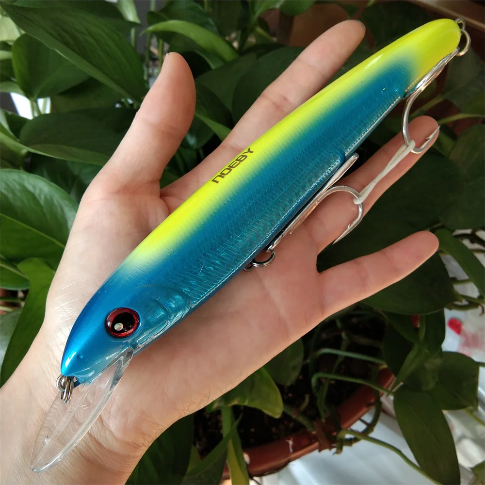 Noeby 3 uds flotante 0-3m Minnow 180mm 48g señuelo de pesca de agua superior cebo duro suspendido Wobbler anzuelos triples cebo Jerk - imagen 3