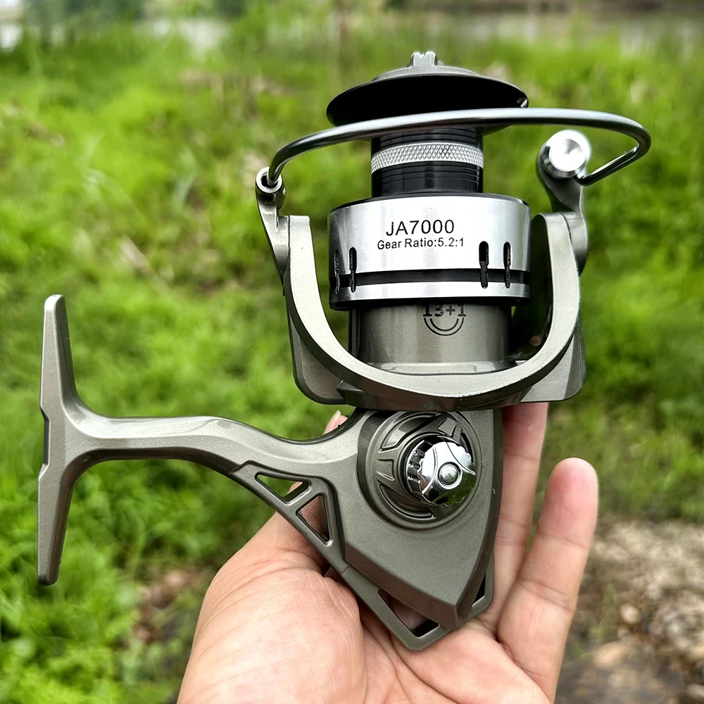 Carrete de pesca giratorio, Serie 2000-7000, ultraligero, arrastre máximo 8kg, 5,2: 1, Surfcasting, agua salada, Jigging - imagen 5