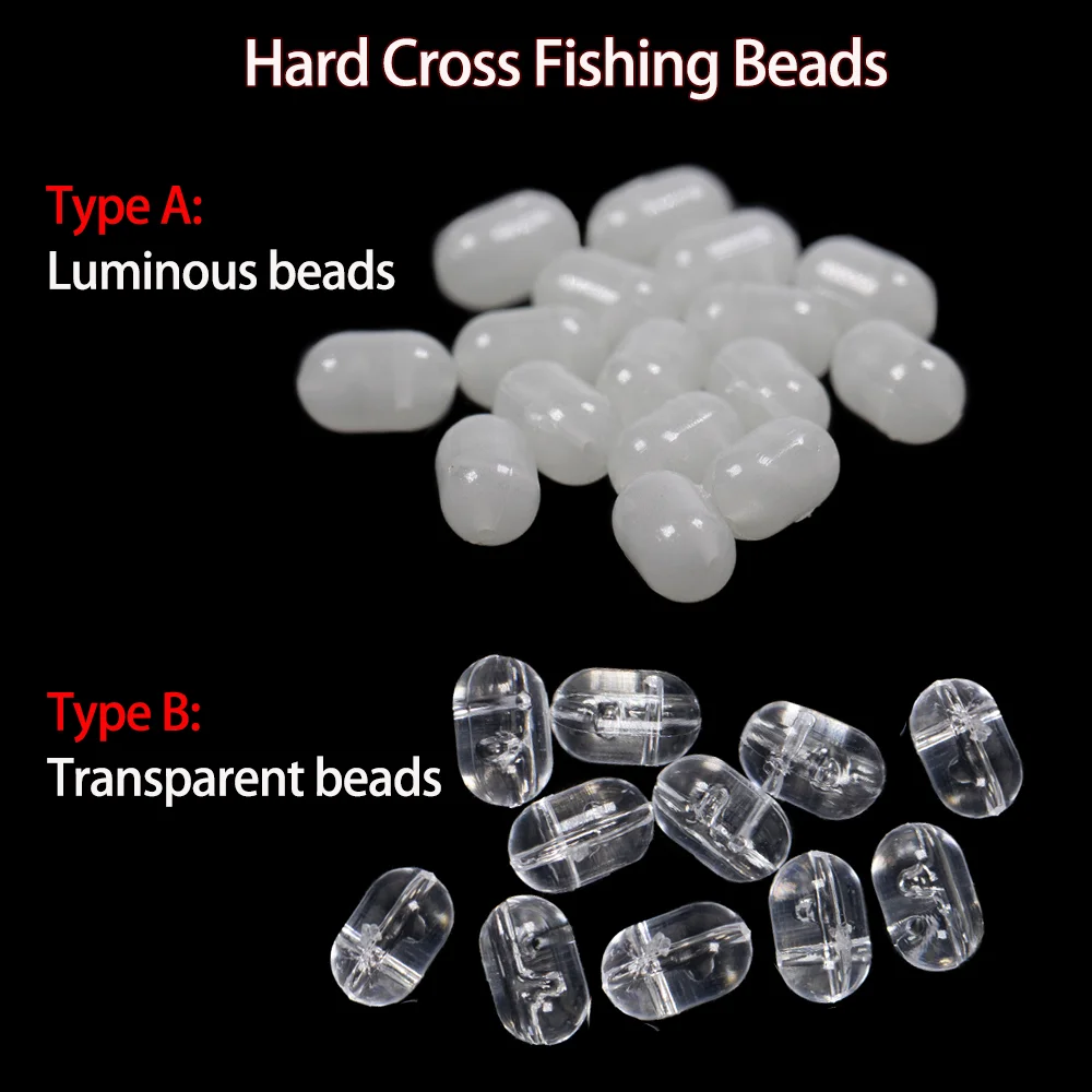 Lionriver-Cuentas de pesca con agujero cruzado de perlas, abalorios duros de plástico luminoso y transparente, aparejos de agua salada, accesorios de pesca de carpa, 100 Uds. - imagen 2