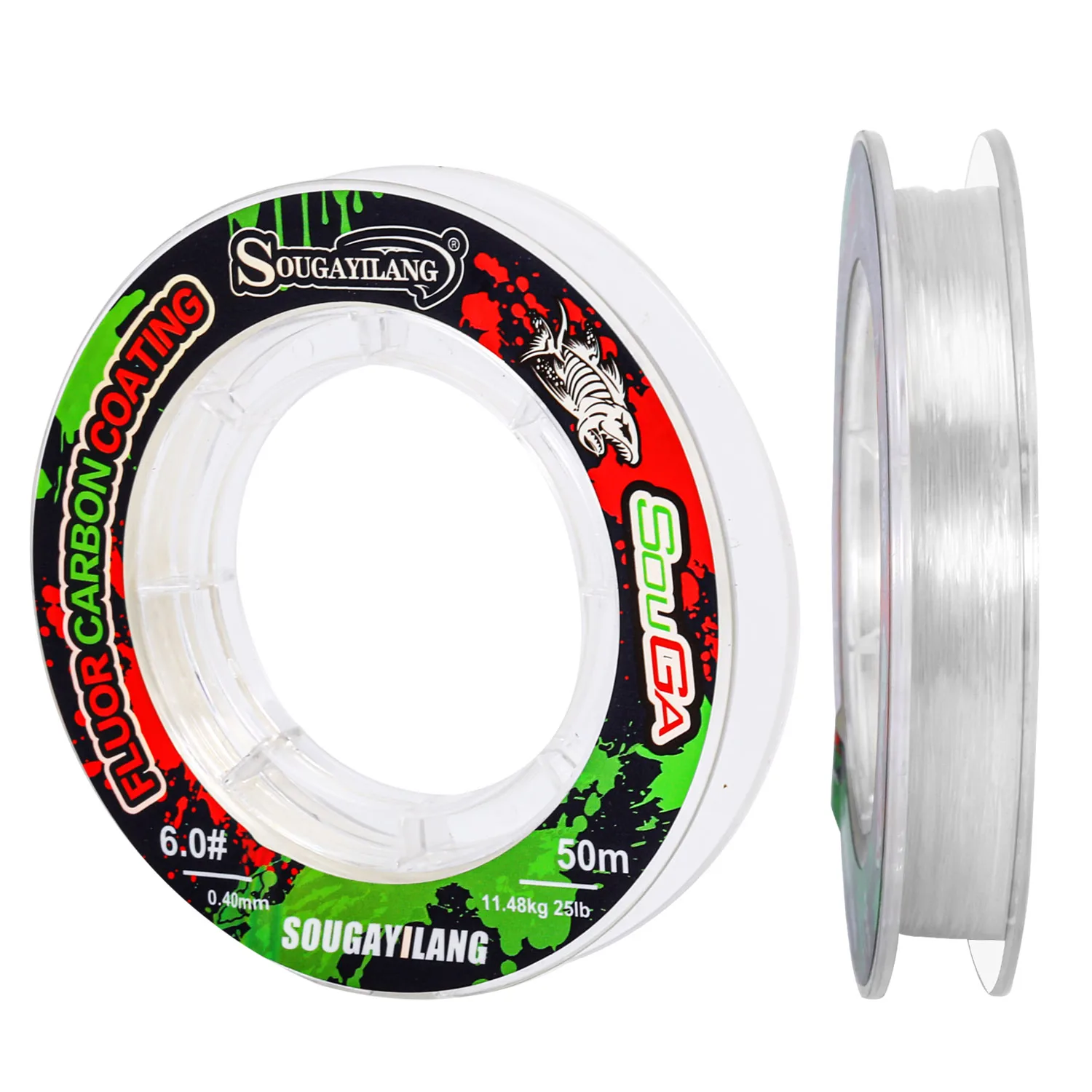 Detalle de la línea de fluorocarbono transparente