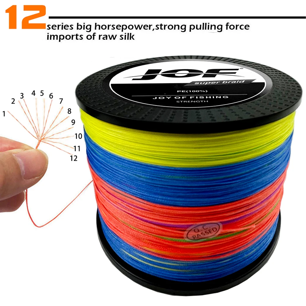 JOF-sedal de pesca trenzado de 500M, 12 hebras, líneas multifilamento X12, cable de pesca de carpa de mar con mosca, 25-120LB, alambre trenzado de PE suave - imagen 3