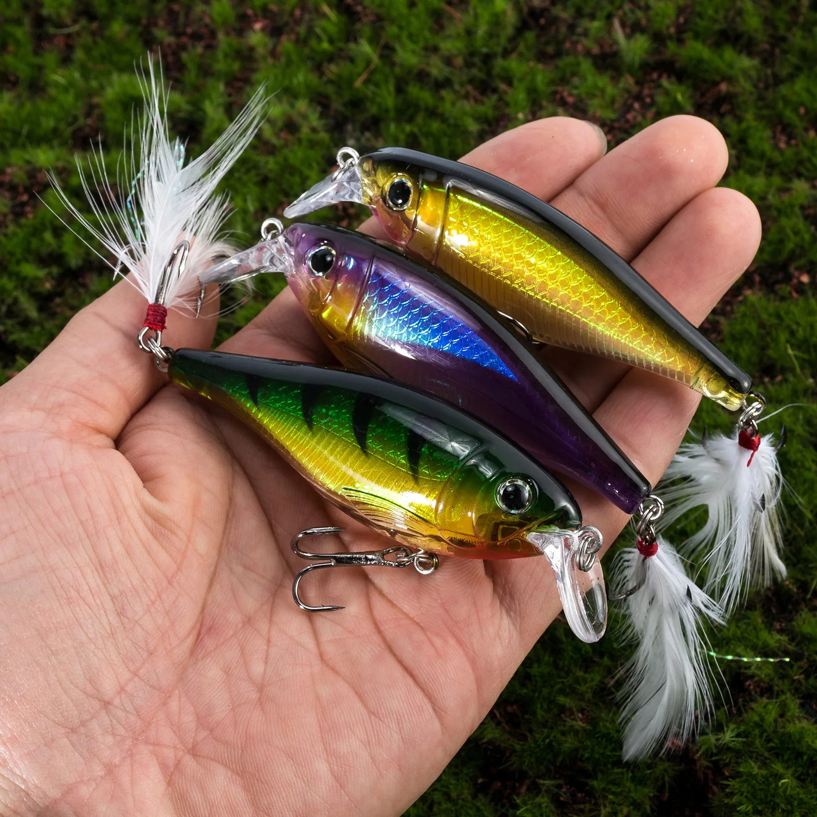 Dr.Fish-señuelo de pesca de 3 piezas, cebo duro de 13g, Crankbaits, juego de bolas de sonajero, Swimbait realista para trucha, lubina, Walleye - imagen 4