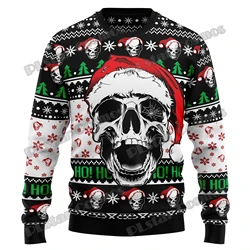 Otoño Invierno Unisex Casual Jersey de punto suéter calavera y Grim Reaper Navidad 3D impreso hombres feo suéter de Navidad KMY16