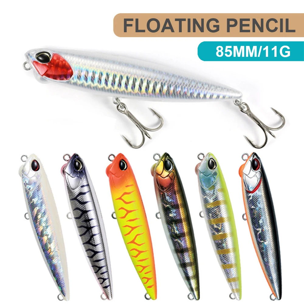 Señuelos de Pesca de 8,5 cm y 11g, cebo de lápiz Wobbler de fundición larga flotante, cebo duro Artificial para pesca de lubina, Jerkbait QBE123 - imagen 3