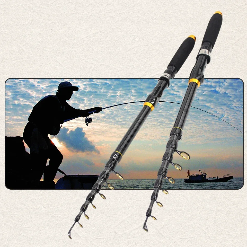 Caña de pescar telescópica de mar corta de tamaño de viaje. Compacto, portátil, fácil de usar y muy práctico. Un gran regalo de pesca en el mar. - imagen 2