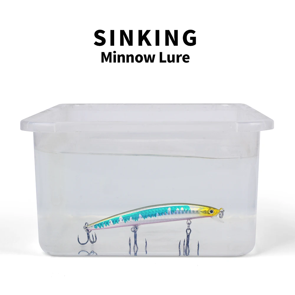 Proberos-señuelo de pesca de pececillo de fundición larga realista, 12,5 cm/4,92 pulgadas, 16g, con ojos 3D, cebo de manivela que se hunde con anzuelo triple 3X, 1 ud. - imagen 5