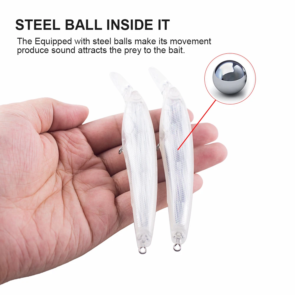 Hanlin 10/20 piezas 12CM 14G sonajeros flotantes sin pintar Jerkbait Wobbler capa de aluminio Minnow Señuelos de pesca Wobbler espacios en blanco aparejos de lubina - imagen 4