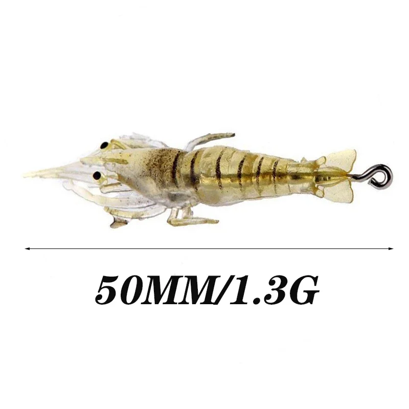 Gamba de río de silicona con anzuelo, cebo blando, cebo artificial blando, wobblers para lubina, carpa, aparejos de pesca, 4,5 cm, 1,3 g, 10 piezas - imagen 2